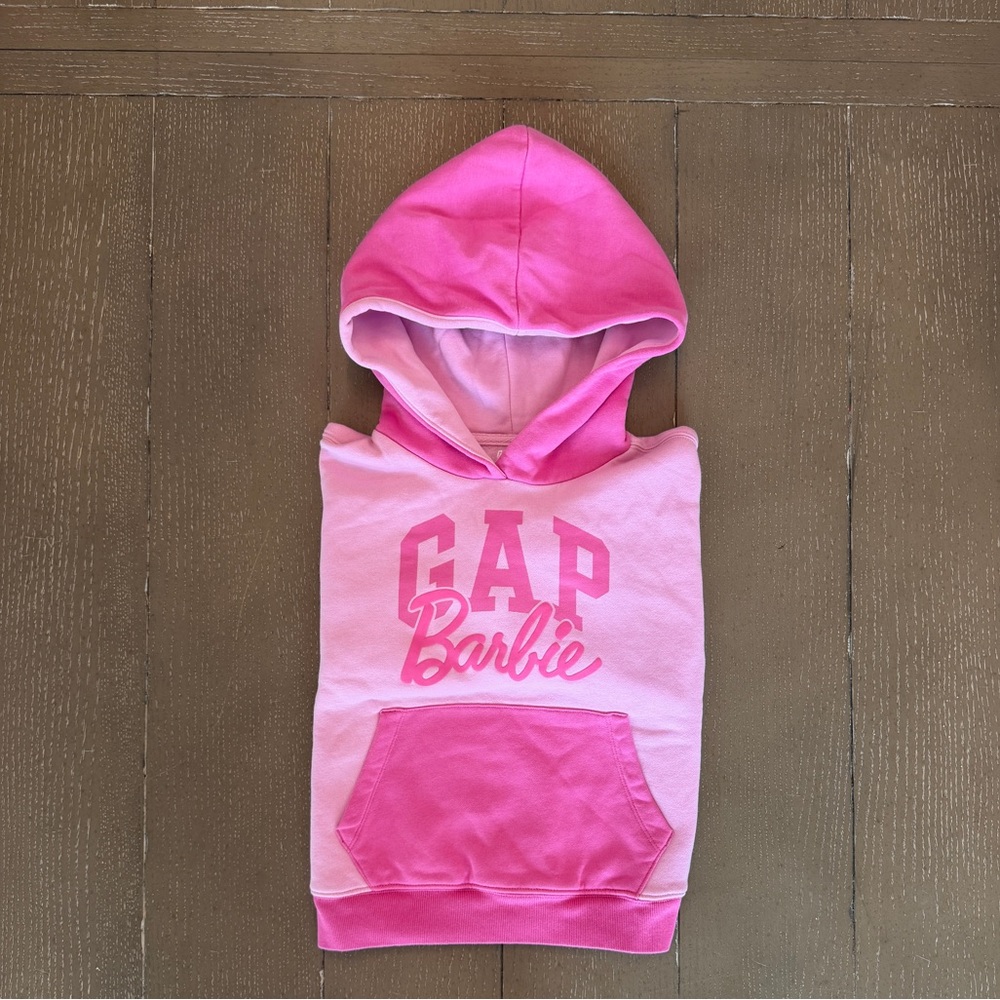 Limited Edition Barbie x GAP Arch Logo Pink Colorblock Hoodie Girls Size M (8)